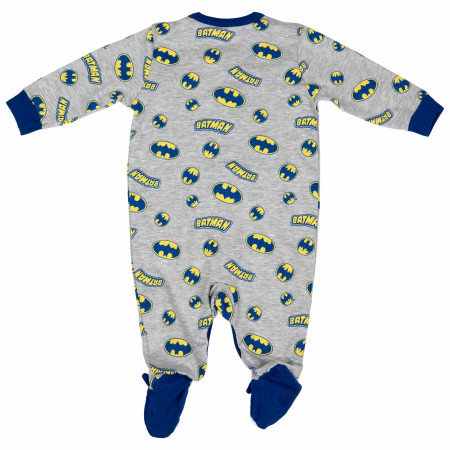Batman Repeating Symbol Novelty Sleep and Play Footed Pajamas